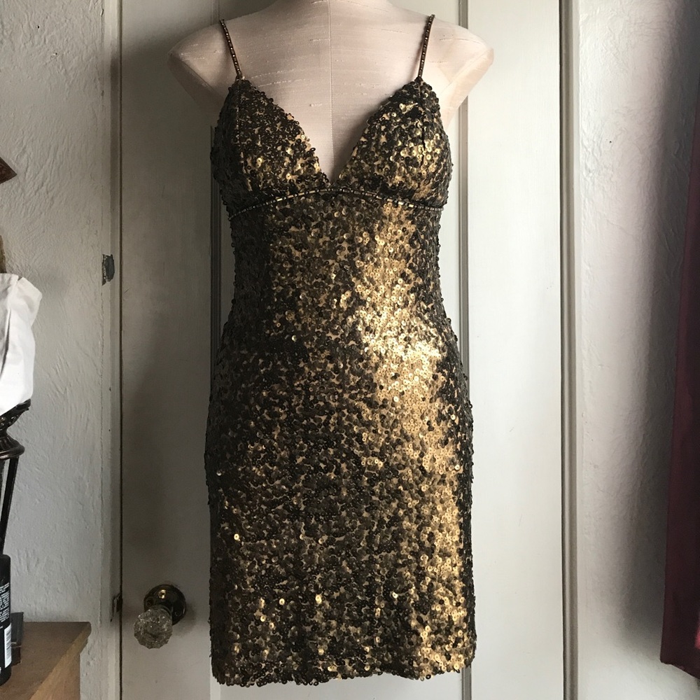 Alberto Makali Gold Sequin Dress